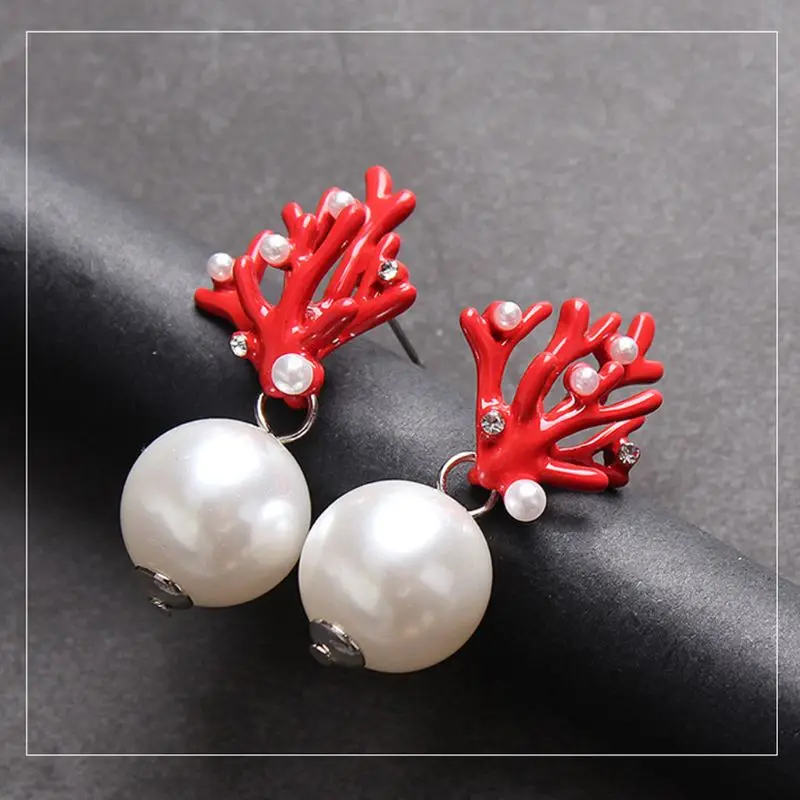 Boucles d'oreilles corail et perle