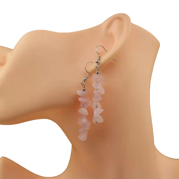 Boucles d'oreilles corail Quartz rose - Quartz rose