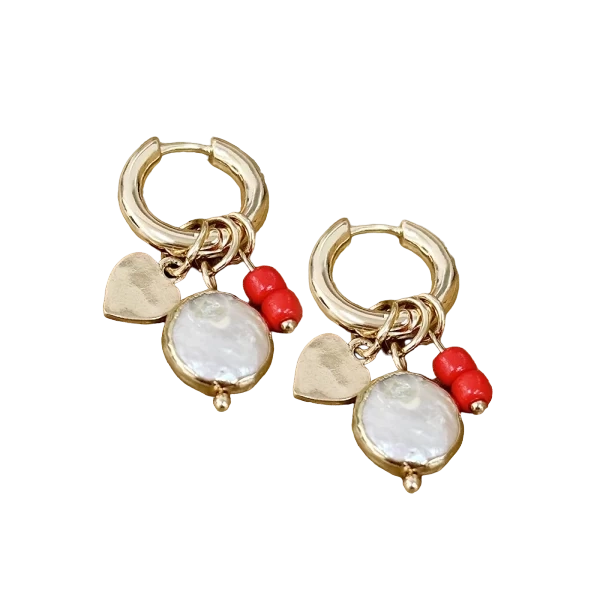 Boucles d'oreilles corail rouge fantaisie - Rouge