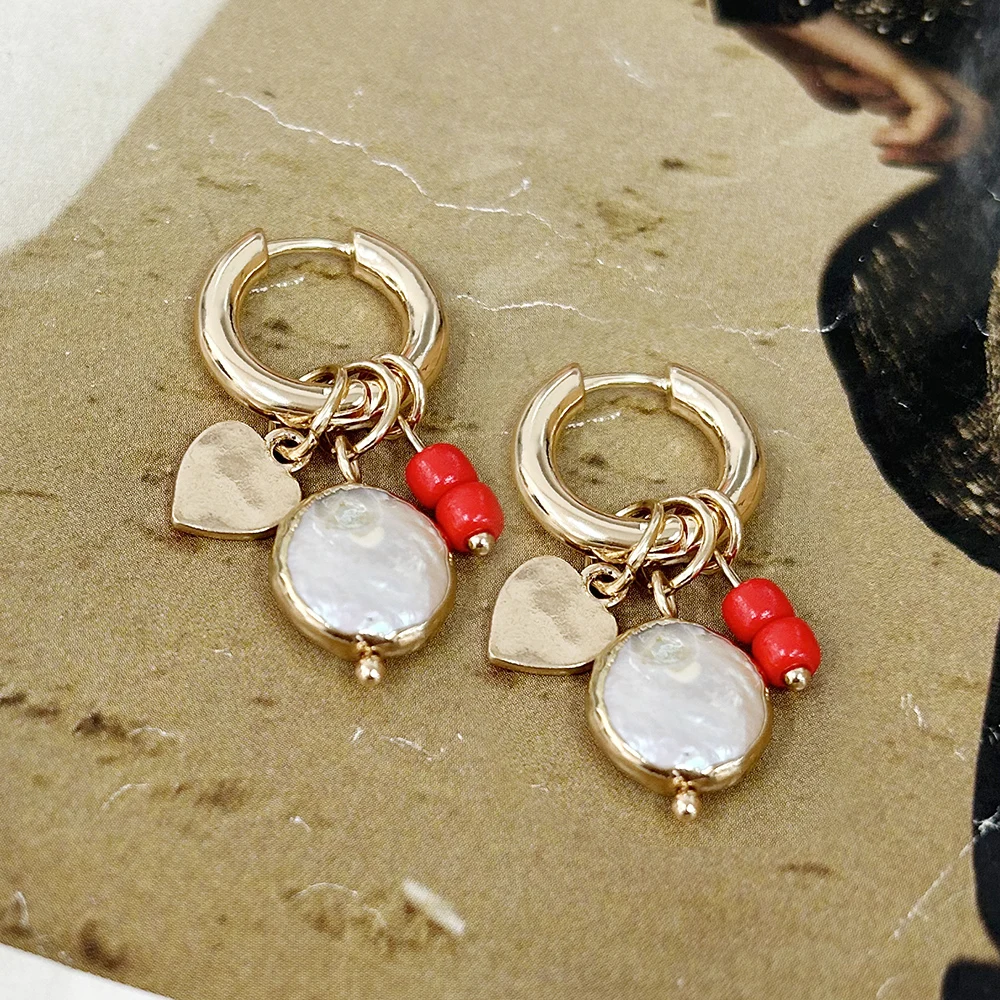 Boucles d'oreilles corail rouge fantaisie