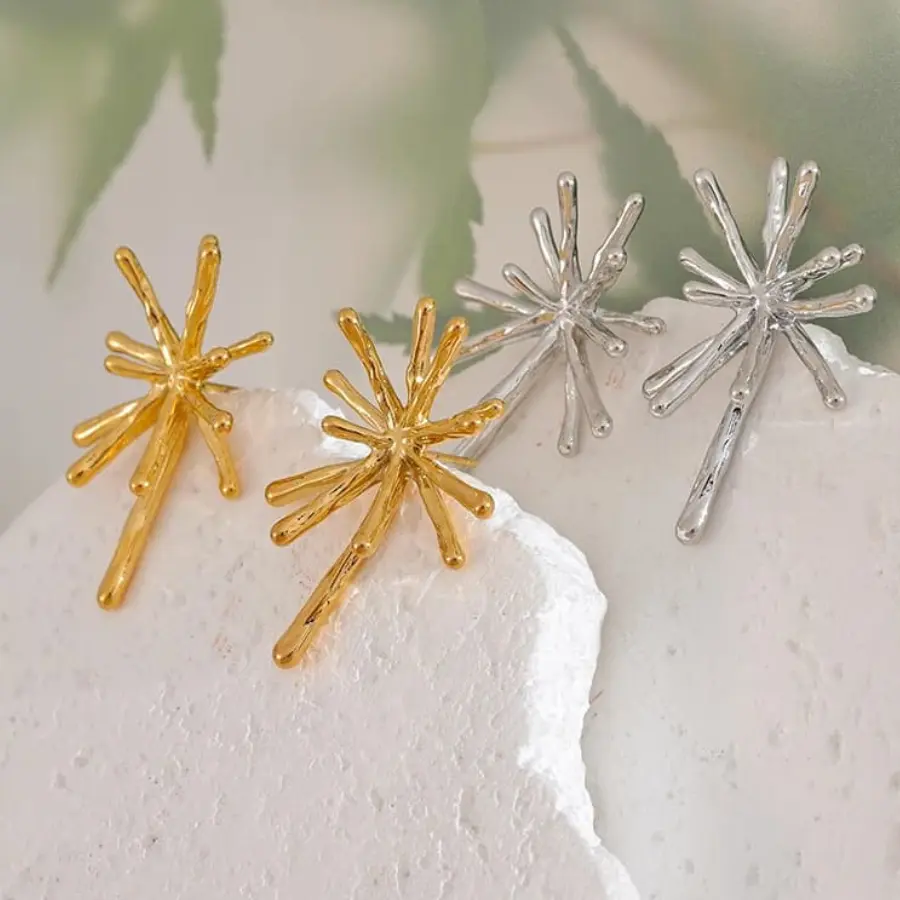 Boucles d'oreilles corail argentées
