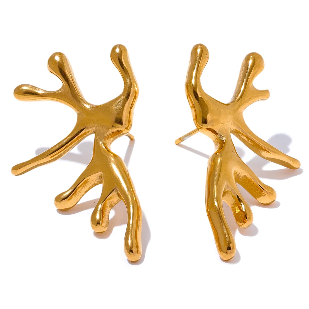 Boucles d'oreilles corail plaquées or