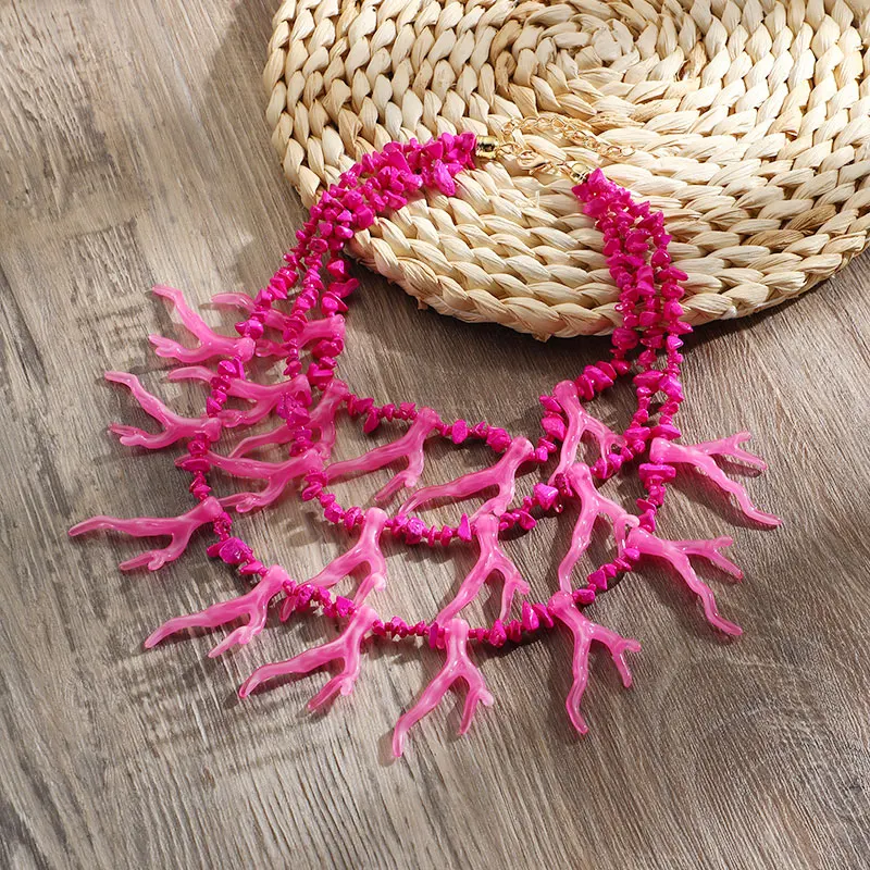 Collier corail rose multiple