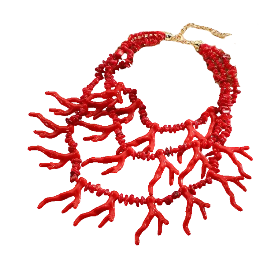 Collier corail rouge multiple