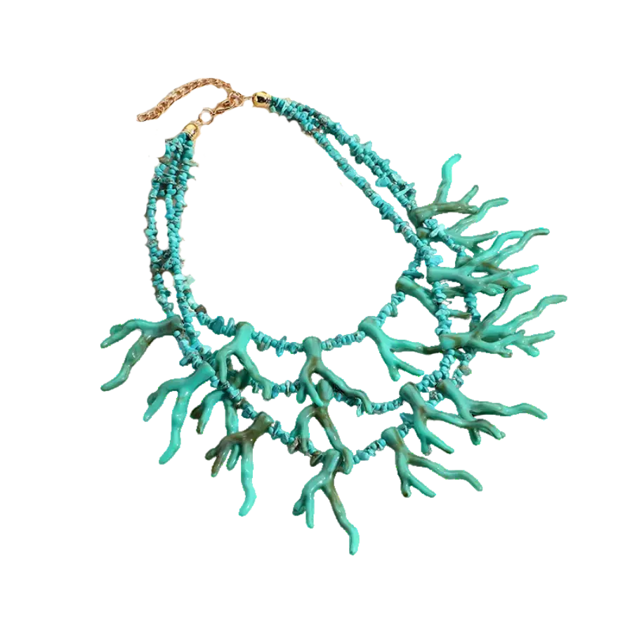 Collier corail turquoise multiple