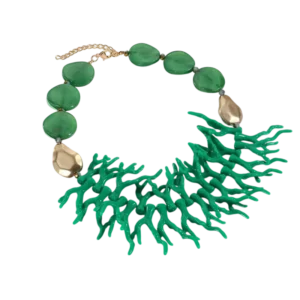 Collier corail vert en résine