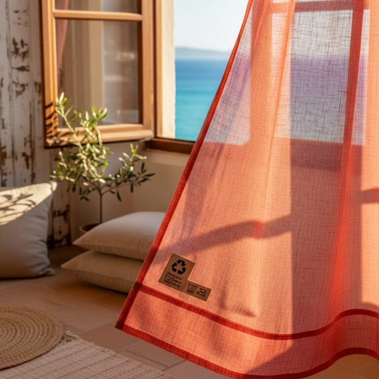 rideau corail: une décoration inspirée par l'océan, alliant teintes corail et transparence légère. Apporte chaleur méditerranéenne et poésie à votre intérieur. Conseils d’entretien et choix éthiques pour des matières responsables, durables et respectueuses des ressources marines.