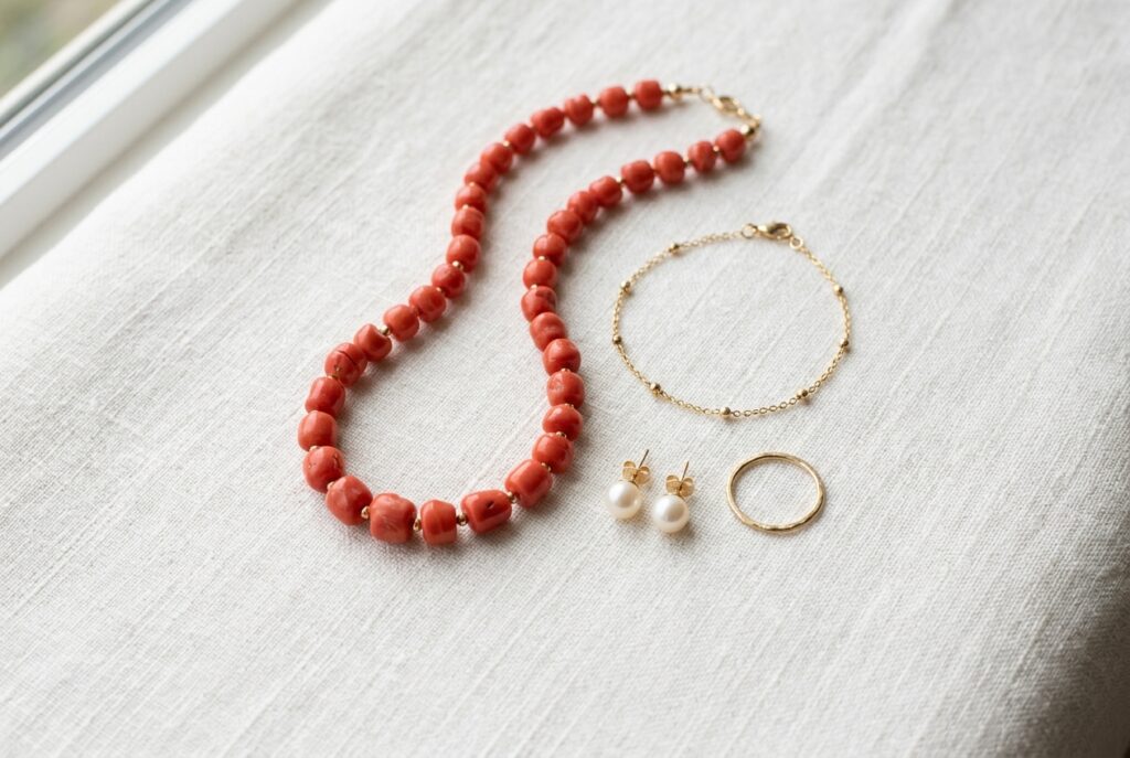 Associer un collier corail avec dautres bijoux