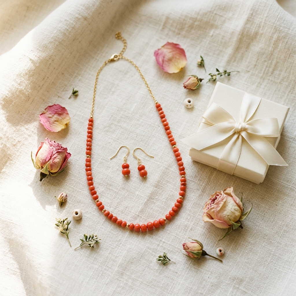 Bijou corail à offrir pour la fête des mères - illustration