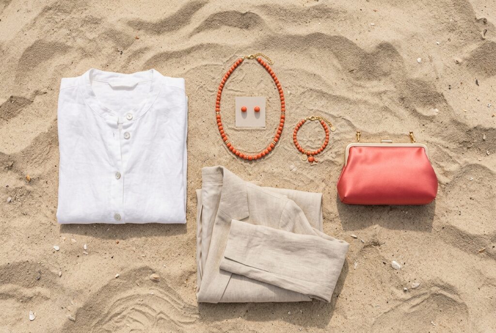 Bijoux corail et tenue : associations gagnantes (estivale, soirée, bureau) - illustration