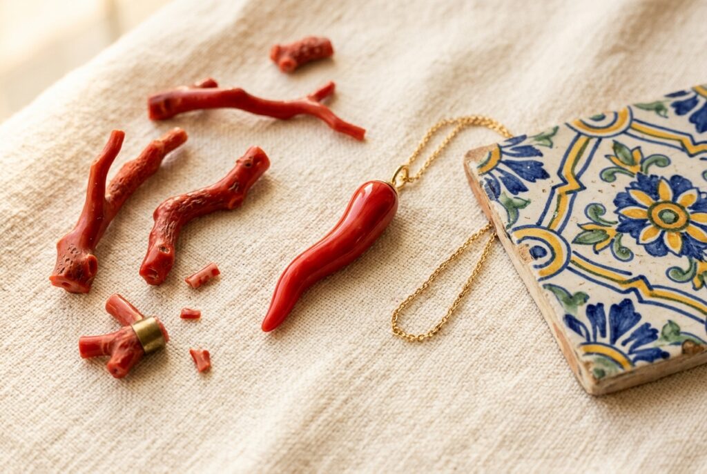 Le corail dans la tradition italienne (cornicello) - illustration