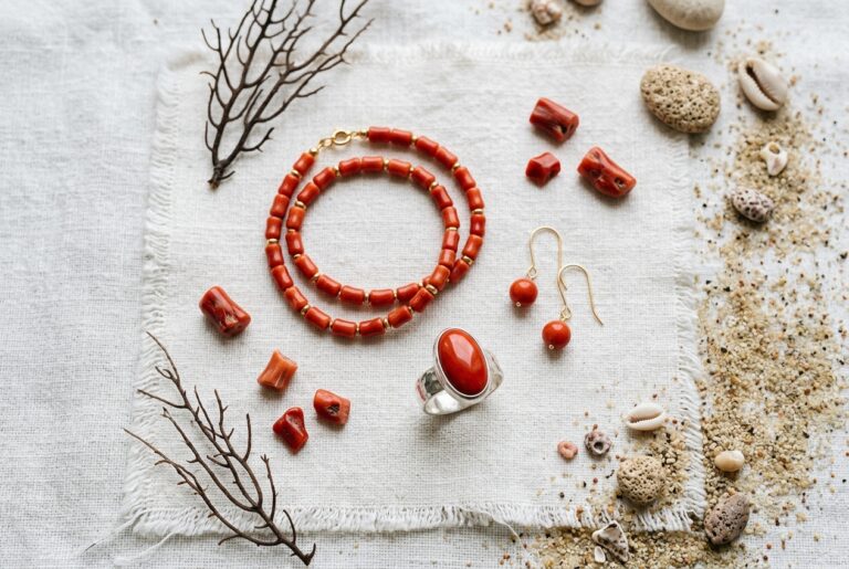 Bijoux corail rouge fait main artisanal - illustration