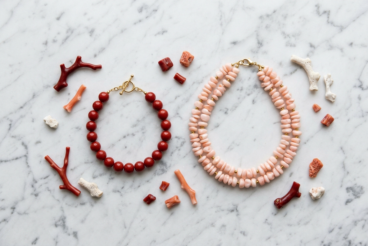 Difference corail rouge et corail rose - illustration